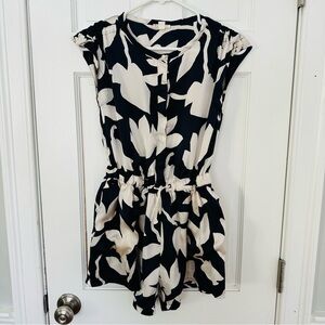 Crewcuts Navy and White Kids Floral Silky Shorts Romper